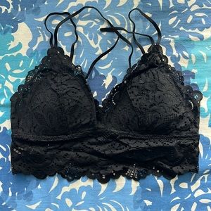 Black Lacey Floral Bralette with Pads & Adjustable Straps, medium M